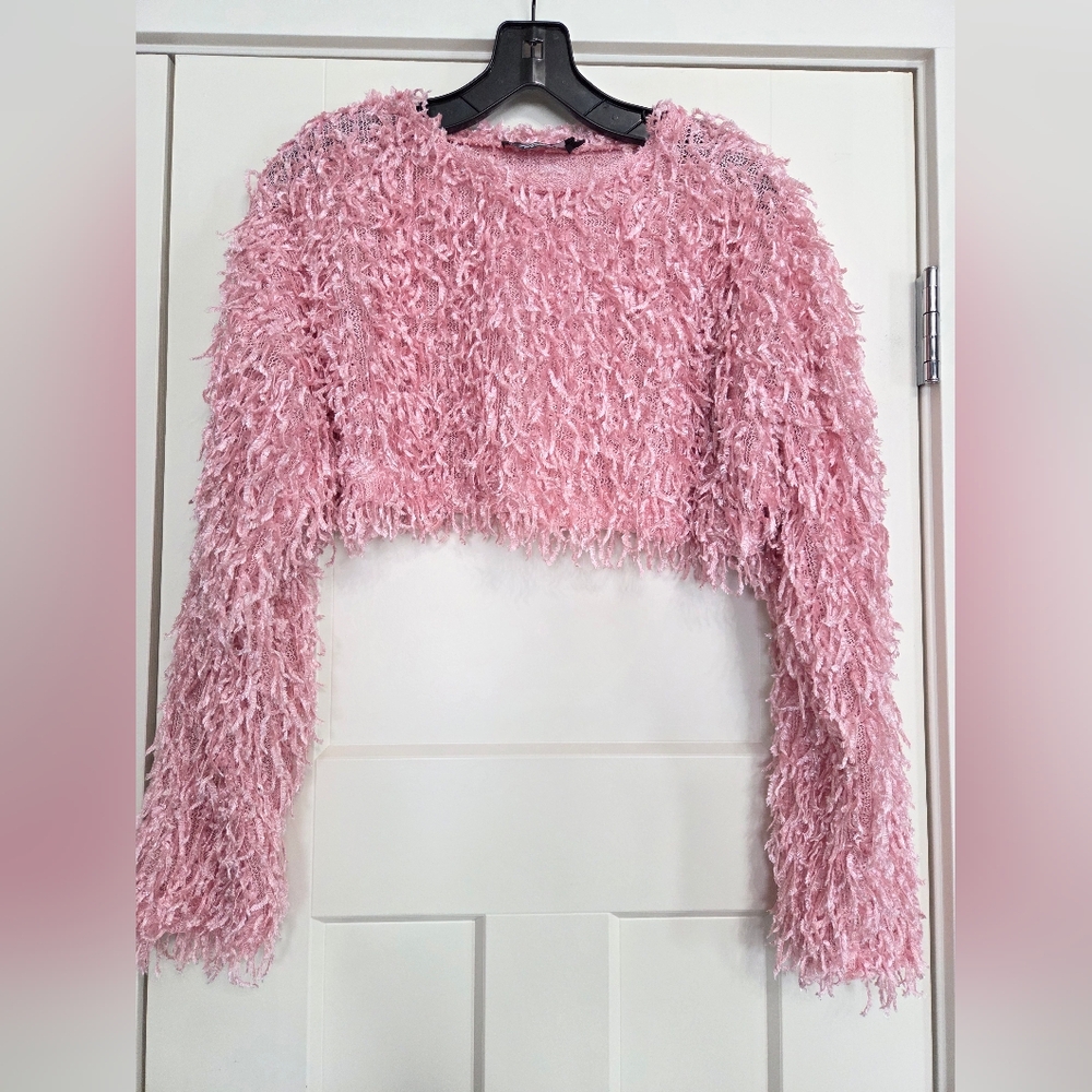 Pink Textured Crop Top - Picture 4 of 4